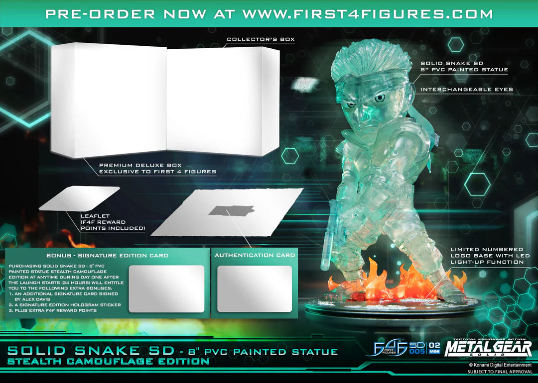First 4 Figures Metal Gear Solid – Solid Snake SD Stealth Camouflage Exclusive Edition PVC Painted Statue (20cm)