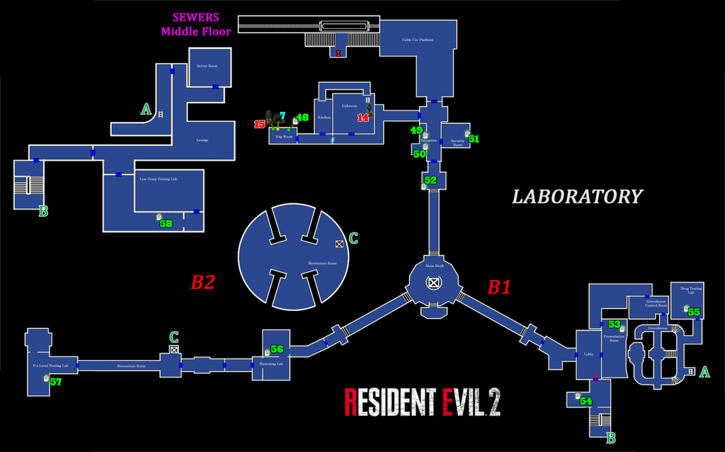 Resident Evil 2 - Map Laboratory Frameless Arts (50*30 cm)