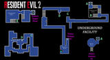 Resident Evil 2 - Map Underground Facility Frameless Arts (50*30 cm)