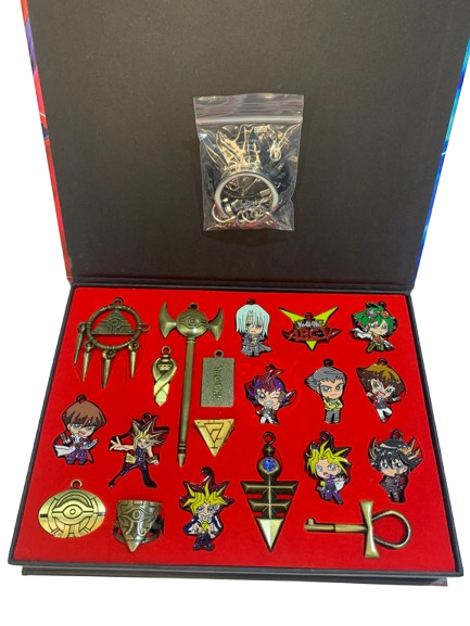 Anime Yu Gi Oh Metal Necklace & Keychain Collection Box 20pcs