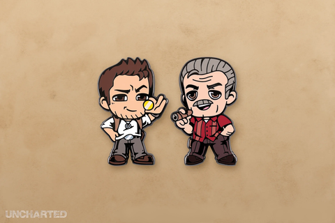 Official Uncharted Nathan and Sully Pin Set