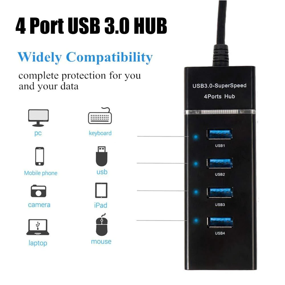 4-Ports USB 3.0 (UH430) Black USB Hub