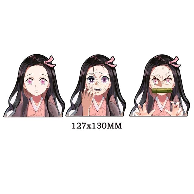 Anime Demon Slayer Kamado Nezuko 3D Gradient Decal Change Face Illusion Stickers