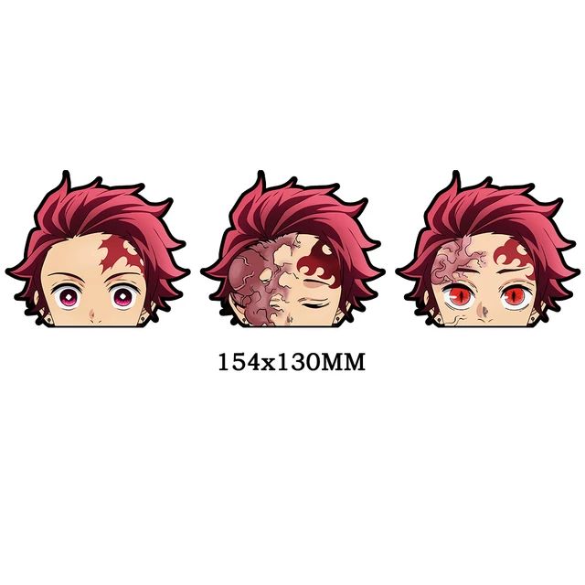 Anime Demon Slayer Tanjiro Kamado 3D Gradient Decal Change Face Illusion Stickers