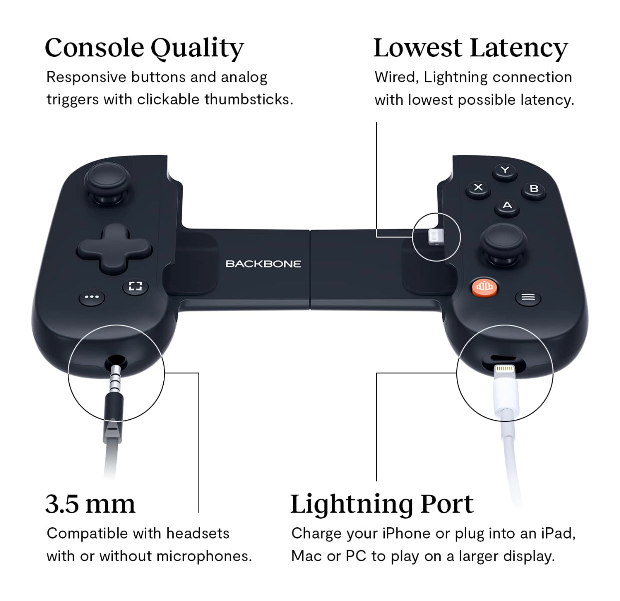 Backbone One Mobile Gaming Controller for iPhone [FREE 1 Month Xbox Game Pass Ultimate Included] - Black