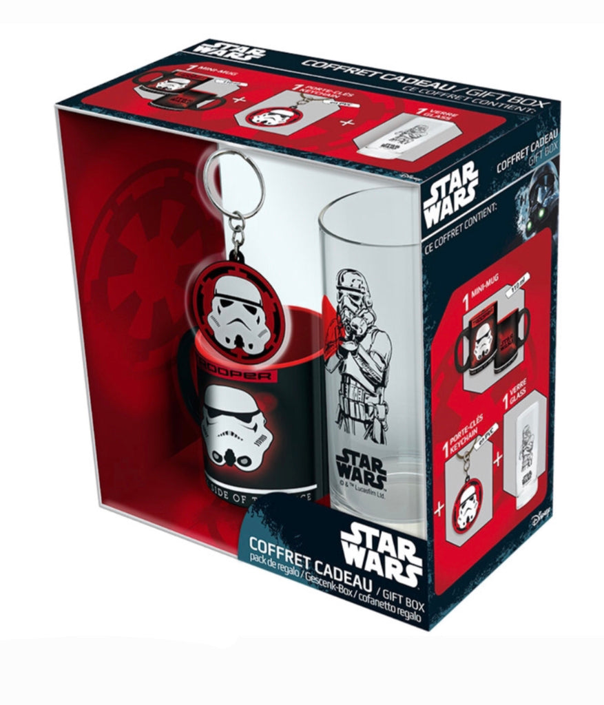 Official Star Wars Trooper Mini Mug + Keychain + Glass Gift Set