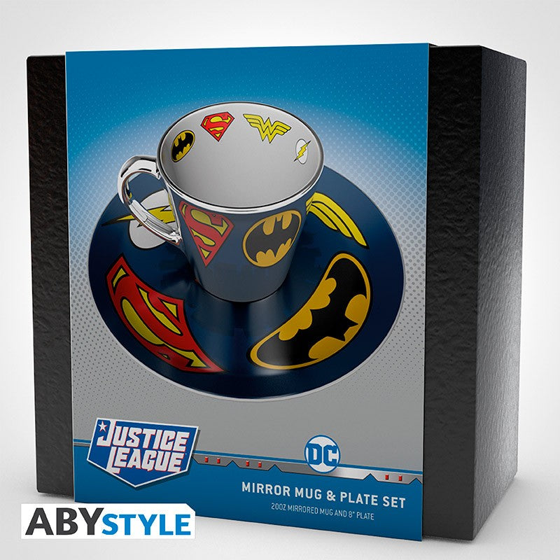 Official DC Comics Justice League Mirror Mug & Plate Set