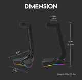 FANTECH Tower RGB Headset Stand, Headphone Holder for Gamers Gaming PC Accessories, Black