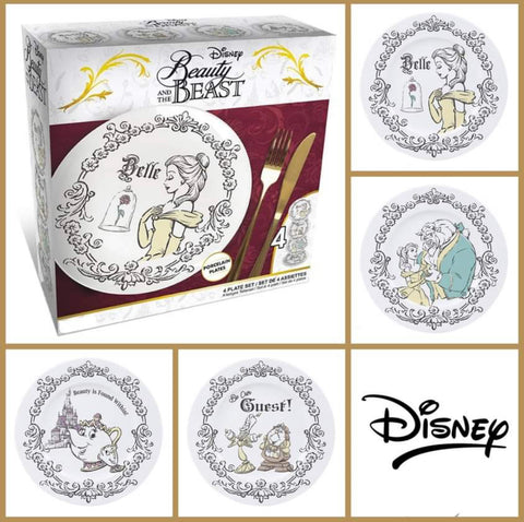 Official Disney Beauty & The Beast Set Of 4 Plates (21cm)